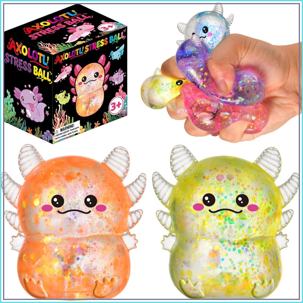Kids Toys Yellow - 2PCS Cute Axolotl Squishy Stress Ball