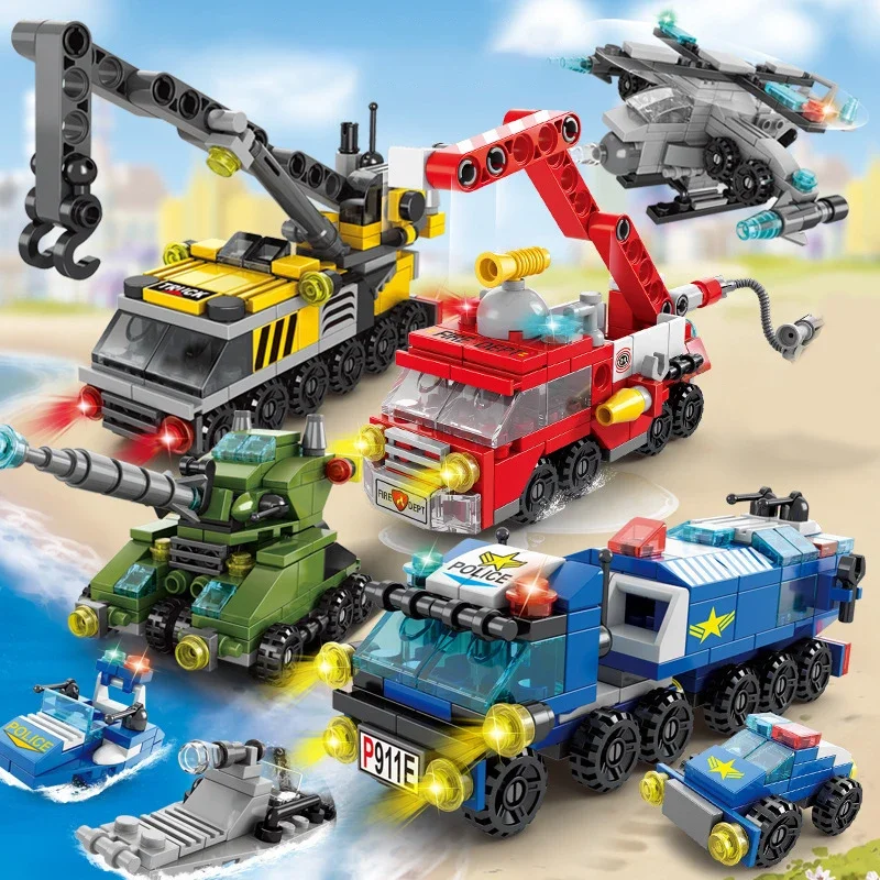 City Fire Car Building Blocks  – обзор и цена Kids Toys Helicopter